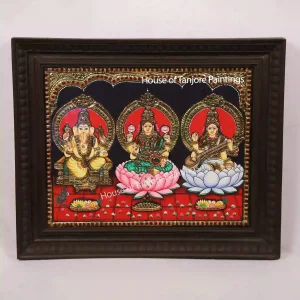 Ganesha Lakshmi Saraswathi Tanjore Painting