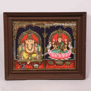 Ganesha Lakshmi Tanjore Painting