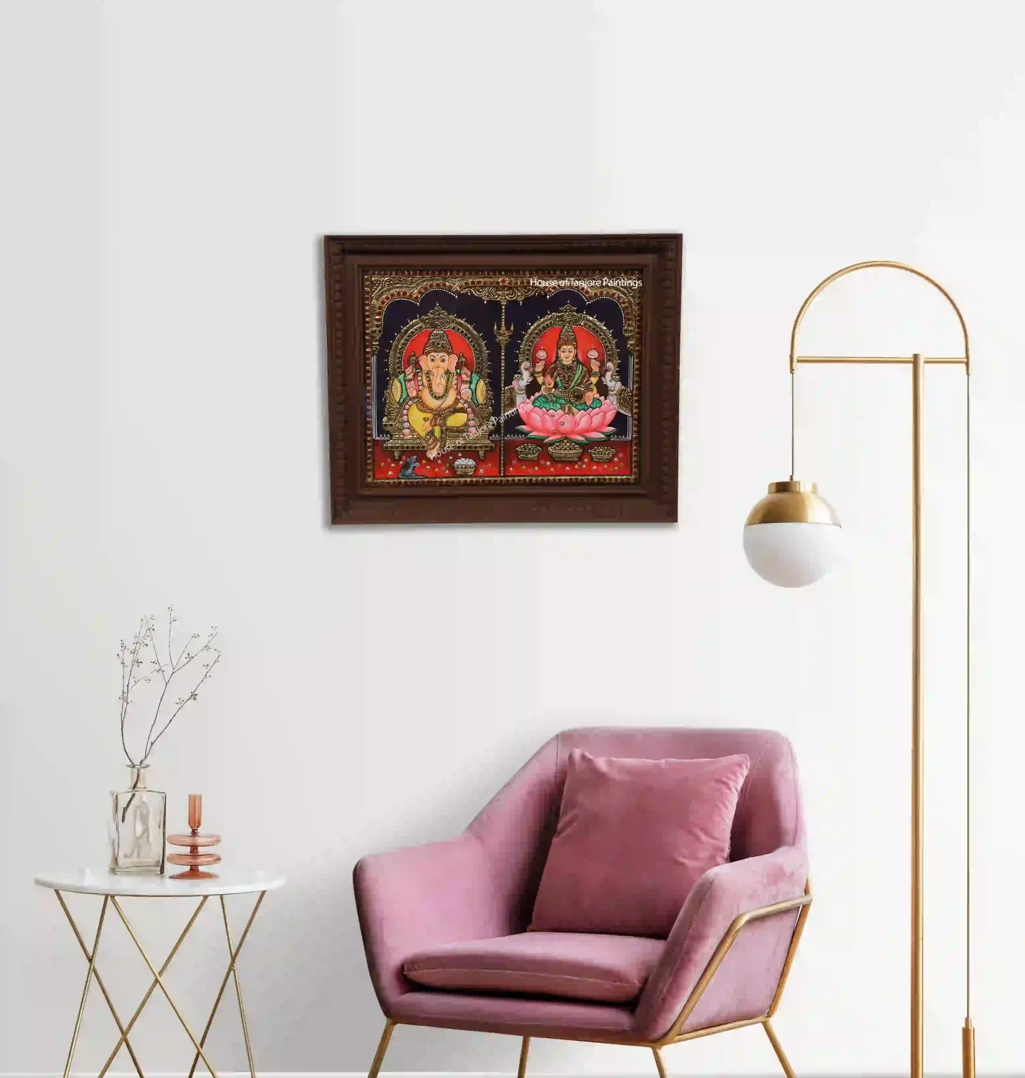 Ganesha Lakshmi Tanjore Painting