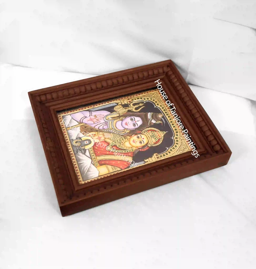 Shiva Parvathi Ganesha Tanjore Painting
